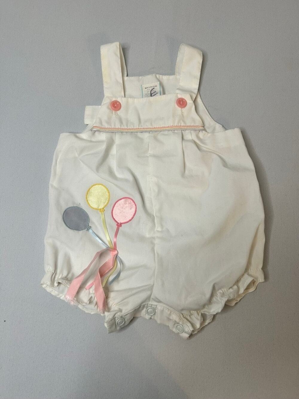 Vintage Baby Bubble Romper 0-3 Months Balloon Applique Sunsuit Infant Outfit